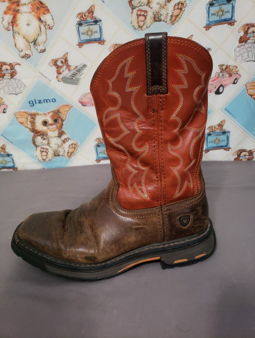 Ariat Men's Two-Tone Brown & Orange Western Work Boots Size 9D - Picture 10 of 11